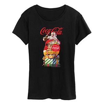 Women's Coca-Cola Santa Claus Christmas Gifts Vintage Graphic Tee