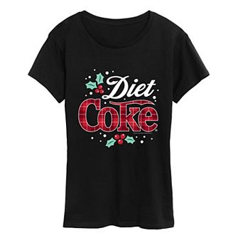 Women's Diet Coke Christmas Plaid Logo Graphic Tee
