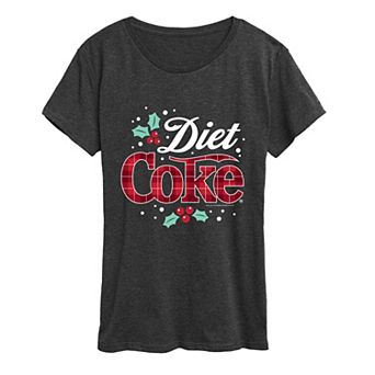 Women's Diet Coke Christmas Plaid Logo Graphic Tee