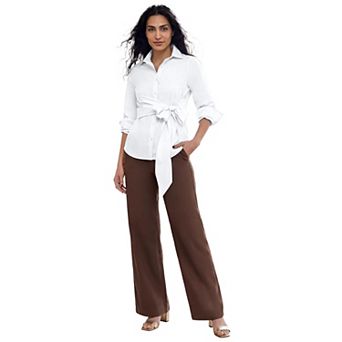 Jessica London Women's Plus Size Convertible Tie Poplin Shirt