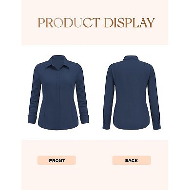 Zeagoo Women' Plus Size Dress Shirts Long Sleeve Button Down Shirts Work Office Solid Blouses Tops