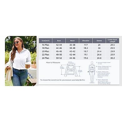 Zeagoo Women' Plus Size Dress Shirts Long Sleeve Button Down Shirts Work Office Solid Blouses Tops
