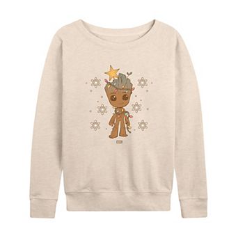 Women's Marvel Guardians Of The Galaxy Groot French Terry Long Sleeve Tee
