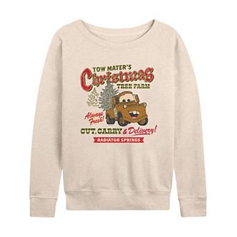 Women's Disney / Pixar's Cars Tow Mater's Christmas Tree Farm French Terry Long Sleeve Tee