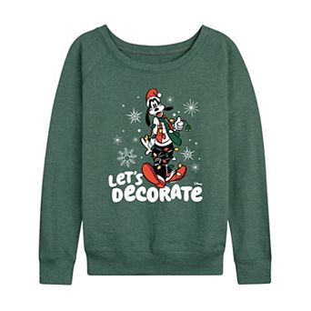Women's Disney's Goofy "Let's Decorate" Christmas French Terry Long Sleeve Tee