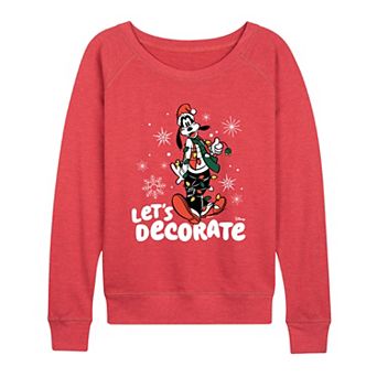 Women's Disney's Goofy "Let's Decorate" Christmas French Terry Long Sleeve Tee