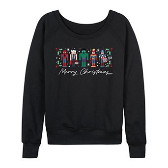 Women's Marvel Merry Christmas Nutcrackers French Terry Long Sleeve Tee