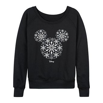 Women's Disney's Mickey Mouse Snowflakes French Terry Long Sleeve Tee