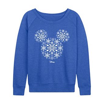 Women's Disney's Mickey Mouse Snowflakes French Terry Long Sleeve Tee