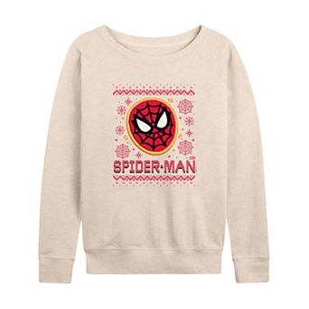 Women's Marvel Spider-Man Cookie Ugly Christmas Sweater French Terry Long Sleeve Tee