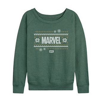 Women's Marvel Fair Isle Holiday Sweater French Terry Long Sleeve Tee