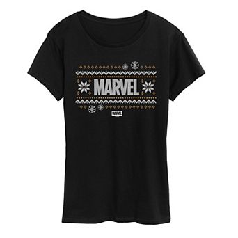 Women's Marvel Fair Isle Holiday Sweater Graphic Tee