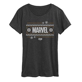 Women's Marvel Fair Isle Holiday Sweater Graphic Tee