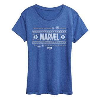 Women's Marvel Fair Isle Holiday Sweater Graphic Tee