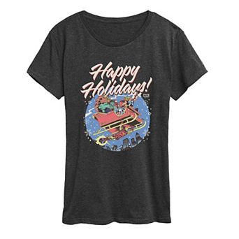 Women's Marvel The Avengers Happy Holidays Vintage Graphic Tee