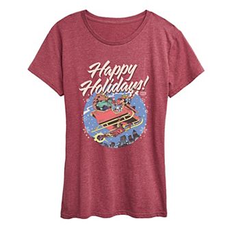 Women's Marvel The Avengers Happy Holidays Vintage Graphic Tee