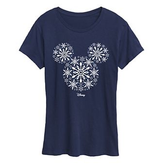 Women's Disney's Mickey Mouse Snowflakes Graphic Tee