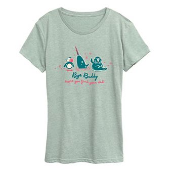 Women's Elf “Bye Buddy Hope You Find Your Dad” Narwhal Graphic Tee