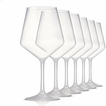 Unbreakable Plastic Wine Glasses Set of 6 BPA Free Reusable 16 Oz Stemmed for Poolside Outdoor