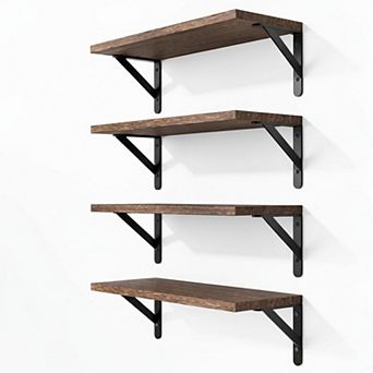 Floating Wall Shelves Rustic Wood Mounted Storage Decor for Bedroom Bathroom Kitchen Living Room