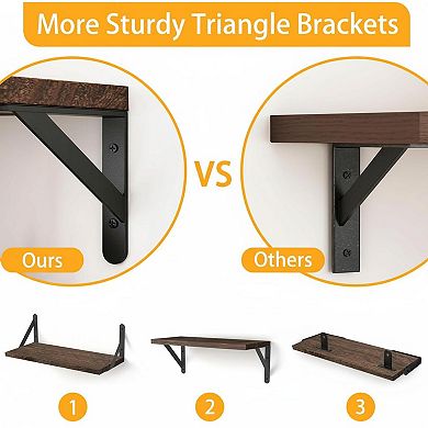 Floating Wall Shelves Rustic Wood Mounted Storage Decor for Bedroom Bathroom Kitchen Living Room