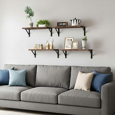 Floating Wall Shelves Rustic Wood Mounted Storage Decor for Bedroom Bathroom Kitchen Living Room