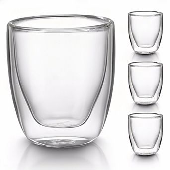Double Walled Espresso Cups Set of 4 3oz Clear Insulated Coffee Mugs Shot Glasses Microwave Safe