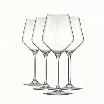 White Wine Glasses Set of 4 13.5 Oz Clear Crystal Made in Czech Republic