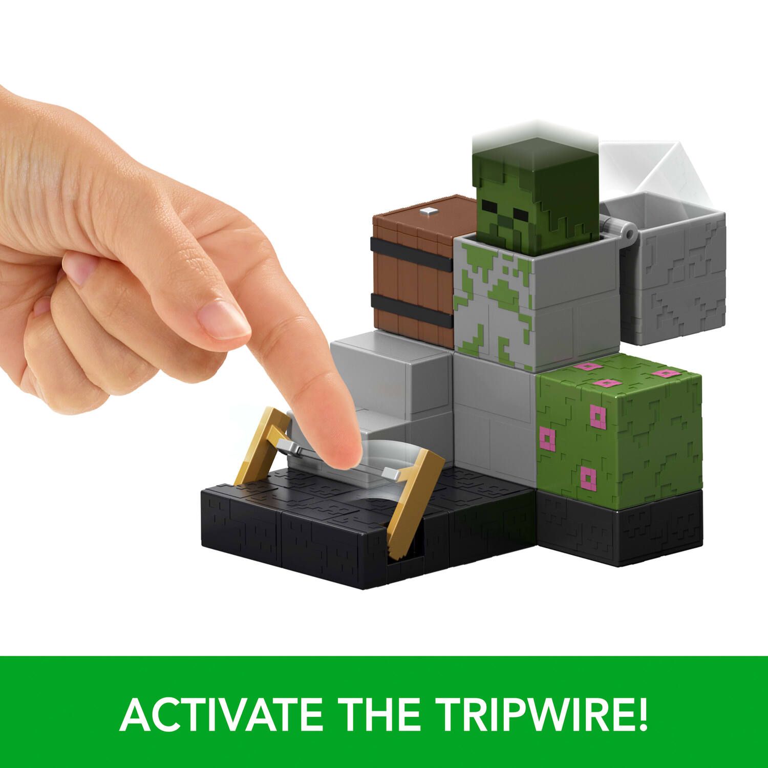 Детская фигурка Mattel Minecraft Trappers Trip Wire Action Figure & Zombie Trip Wire Feature — фото 2