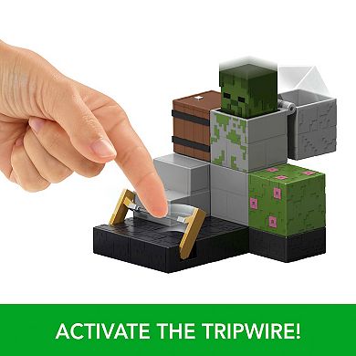 Mattel Minecraft Trappers Trip Wire Action Figure & Zombie Trip Wire Feature