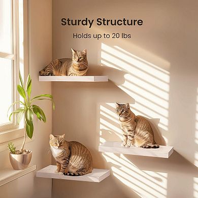 Floating Shelves Wall Mounted White MDF Set of 3 Invisible Brackets Sturdy Decorative