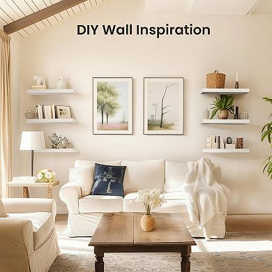 Floating Shelves Wall Mounted White MDF Set of 3 Invisible Brackets Sturdy Decorative