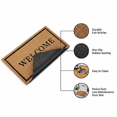 Coco Coir Door Mat Heavy Duty Backing Outdoor Indoor Welcome Mat