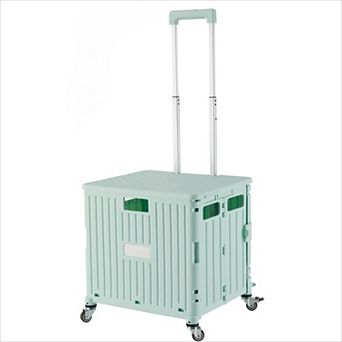 Folding Utility Cart Portable Rolling Crate with Lid