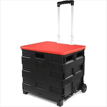 Collapsible Rolling Folding Dolly Cart with Extra Storage