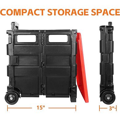Collapsible Rolling Folding Dolly Cart with Extra Storage