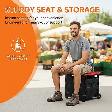 Collapsible Rolling Folding Dolly Cart with Extra Storage