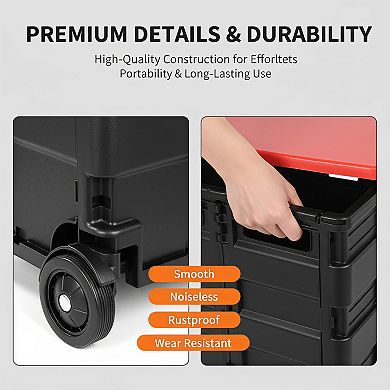 Collapsible Rolling Folding Dolly Cart with Extra Storage