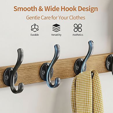 Coat Rack Wall Mount with Shelf Set of 2 Heavy Duty