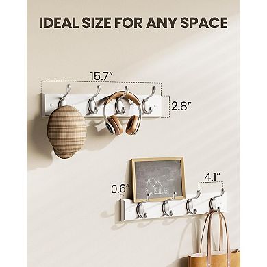 Coat Rack Wall Mount 2 Pack with Multiple Hooks