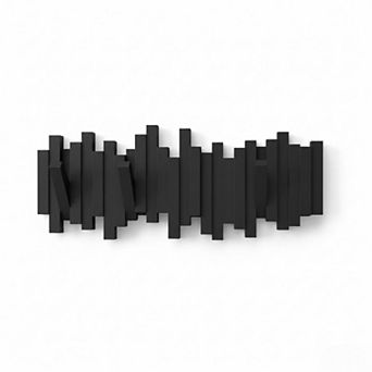 Wall Mounted Coat Rack Rail with 5 Retractable Pegs