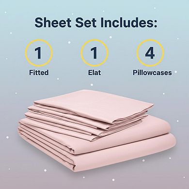 6 Piece Microfiber Sheet Set 1500 Collection Deep Pocket Built In Elastic Corners 4 Pillowcases