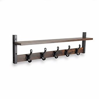 Rustic Coat Rack Wall Mount with Shelf for Entryway