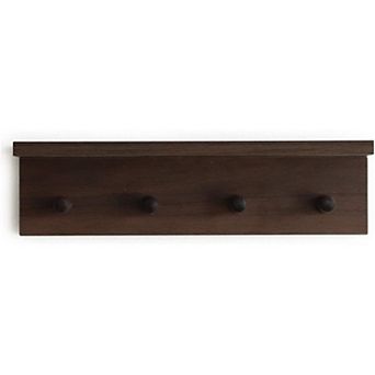 Wall Mounted Wooden Coat Rack with Hooks and Shelf