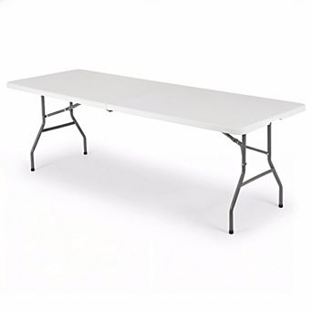 6 Foot Portable Folding Plastic Table, Fold-in-Half with Handle for Picnic and Party Use, White