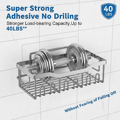 5 Pack Rustproof Stainless Steel Shower Organizer Set No Drilling Bathroom Storage