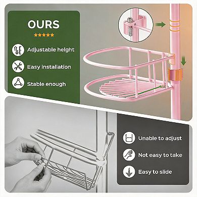 4 Tier Rust Resistant Corner Shower Tension Pole Adjustable Bathroom Organizer No Drill Space Saving