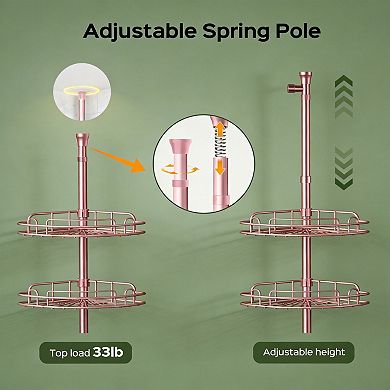 4 Tier Rust Resistant Corner Shower Tension Pole Adjustable Bathroom Organizer No Drill Space Saving