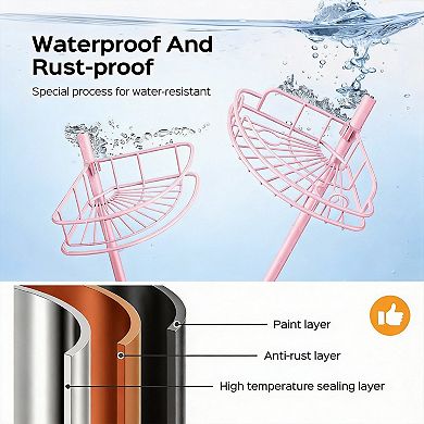 4 Tier Rust Resistant Corner Shower Tension Pole Adjustable Bathroom Organizer No Drill Space Saving