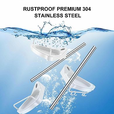 Adjustable 4-Tier Corner Shower Tension Pole Organizer Stainless Steel Rust-Proof Bath Storage w/